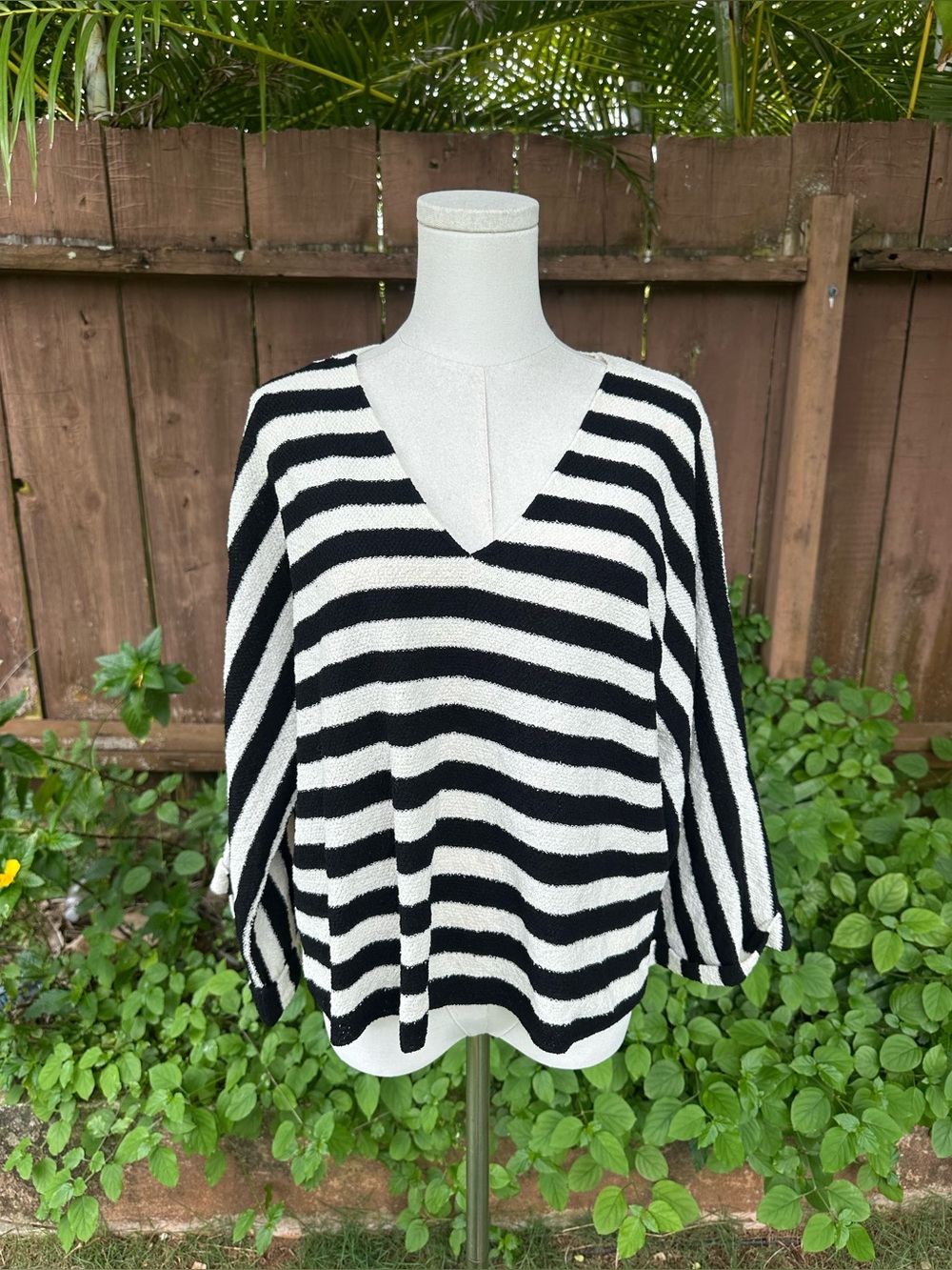 Zara Black & White Striped Sweater Size S NWT